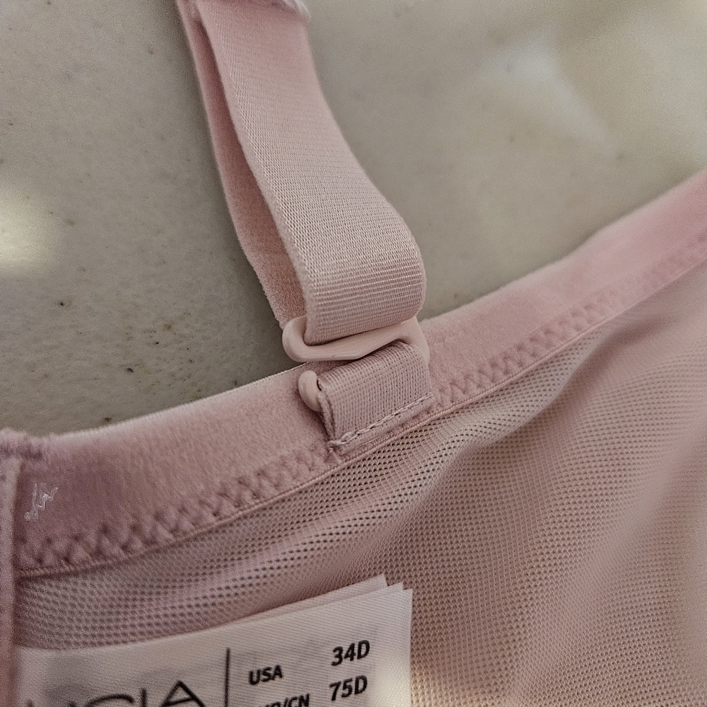 HSIA Bella Sheer Mesh Unlined Underwire Strapless Balconette Bra Pearl Pink 34D - Picture 4 of 10
